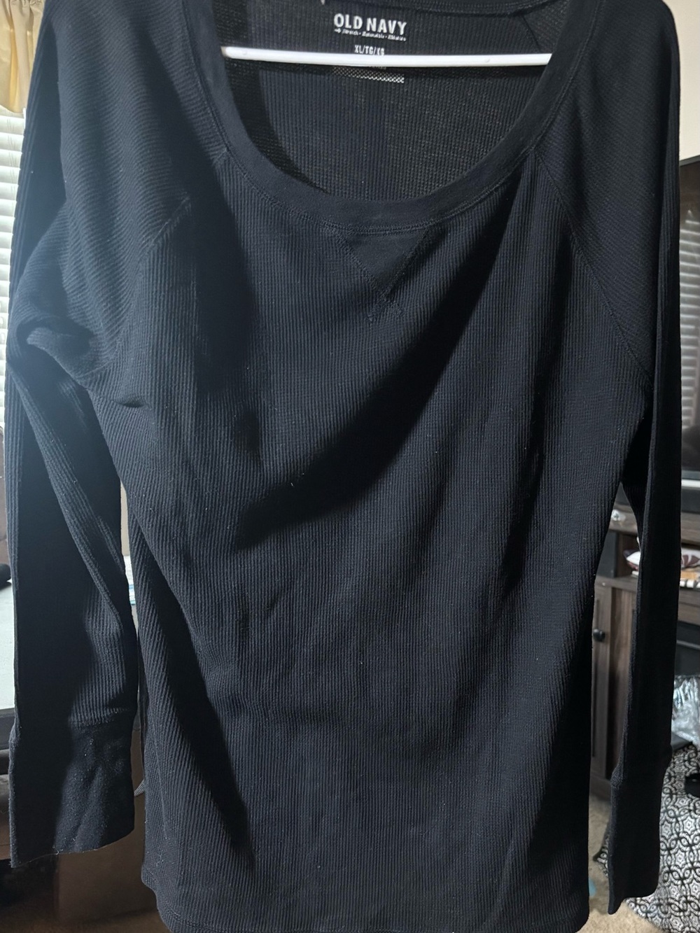 Old Navy Black Ribbed Long-Sleeve Scoop Neck Top